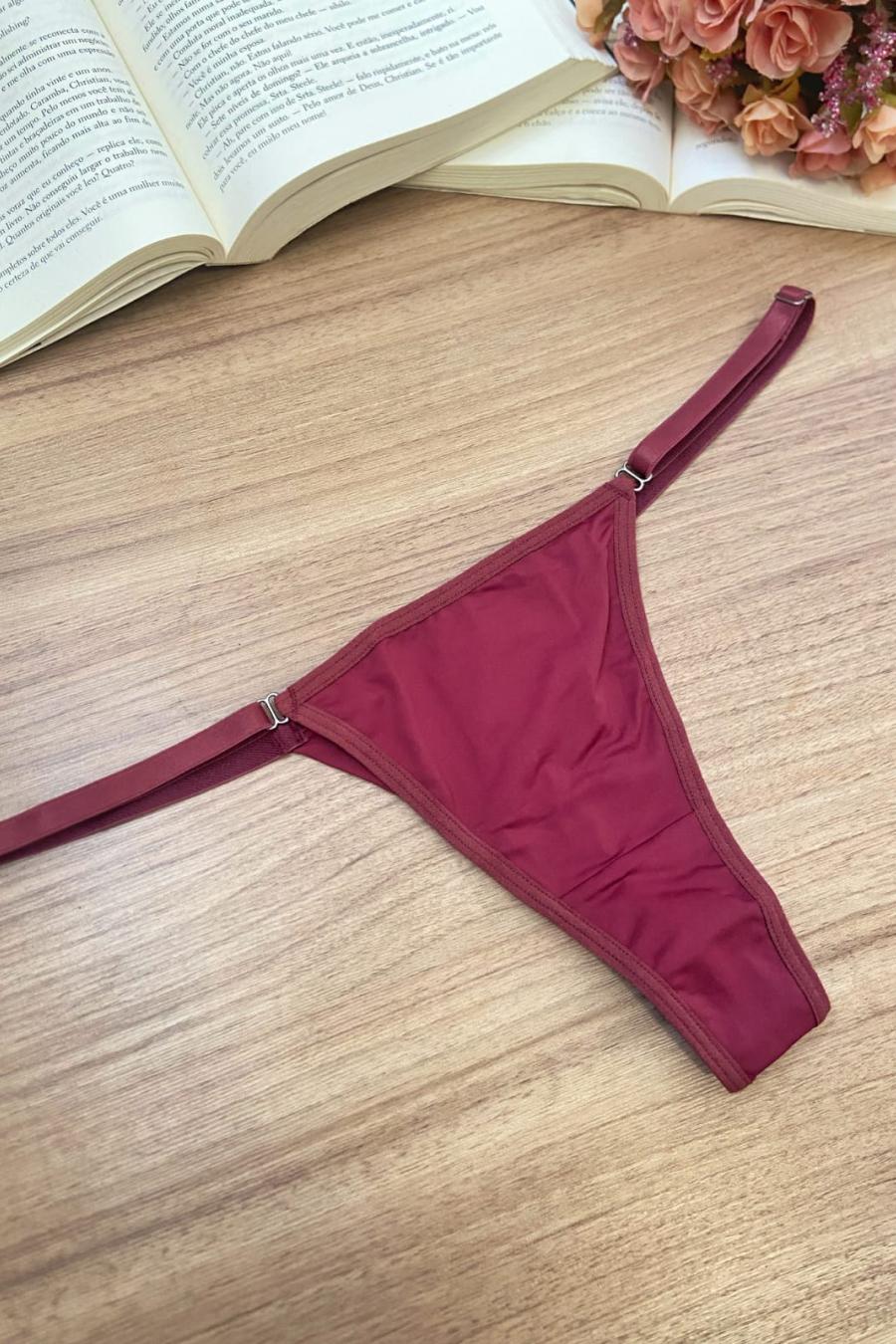 Calcinha fio duplo em poliamida com regulagem