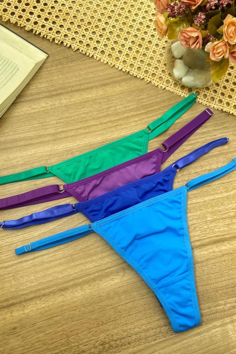 Calcinha fio duplo em poliamida com regulagem