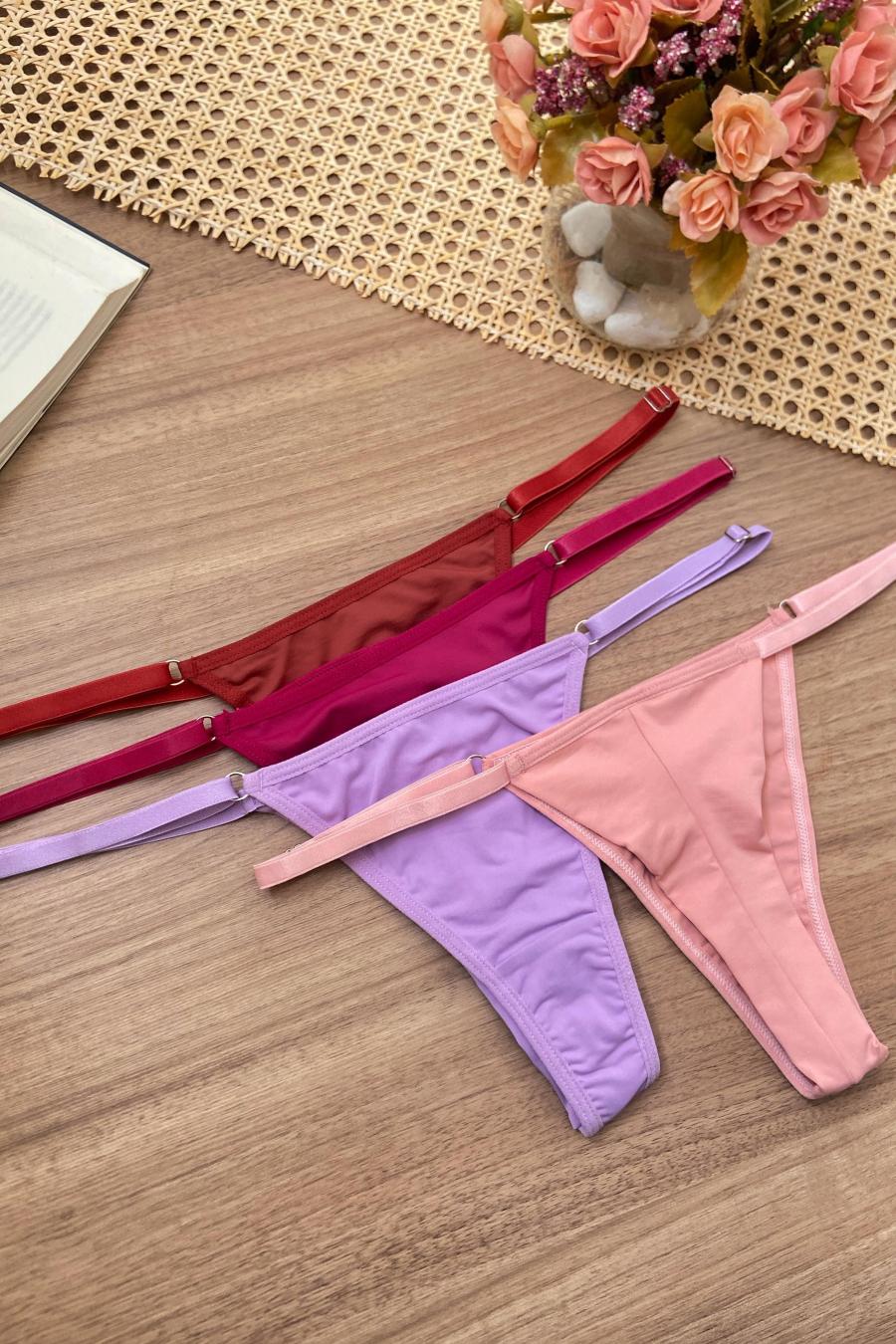 Calcinha fio duplo em poliamida com regulagem