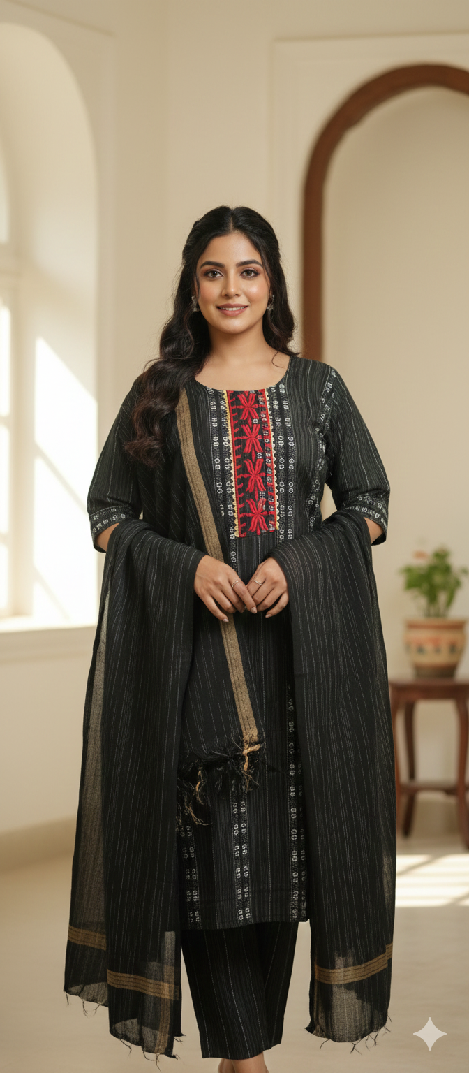 Black Ethnic Kurta Set-L