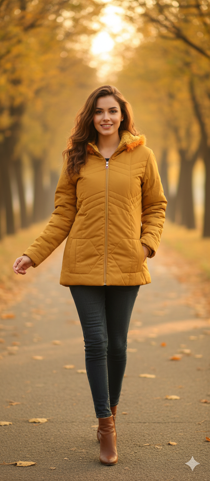 Mustard Yellow Quilted Jacket-XL