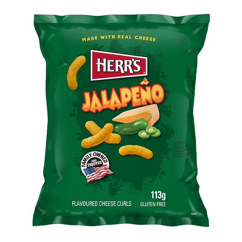 Kukurūzų traškučiai HERR'S (JALAPENO CHEESE CURLS), 113g