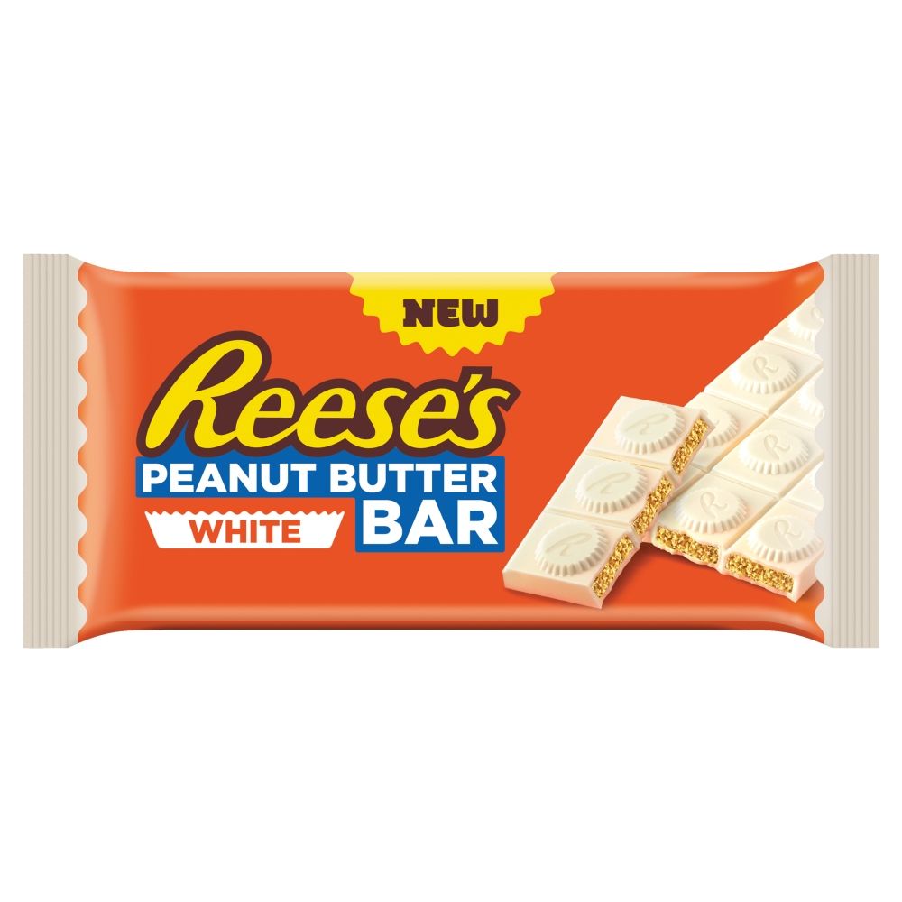 Baltojo šokolado skonio plytelė REESE'S WHITE (PEANUT BUTTER), 90g