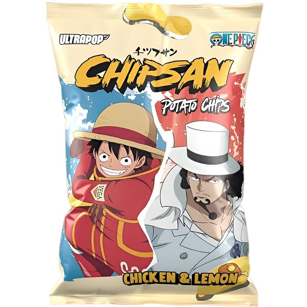 Bulvių traškučiai CHIPSAN ONE PIECE LUFFY VS LUCCI (CHICKEN & LEMON), 110g