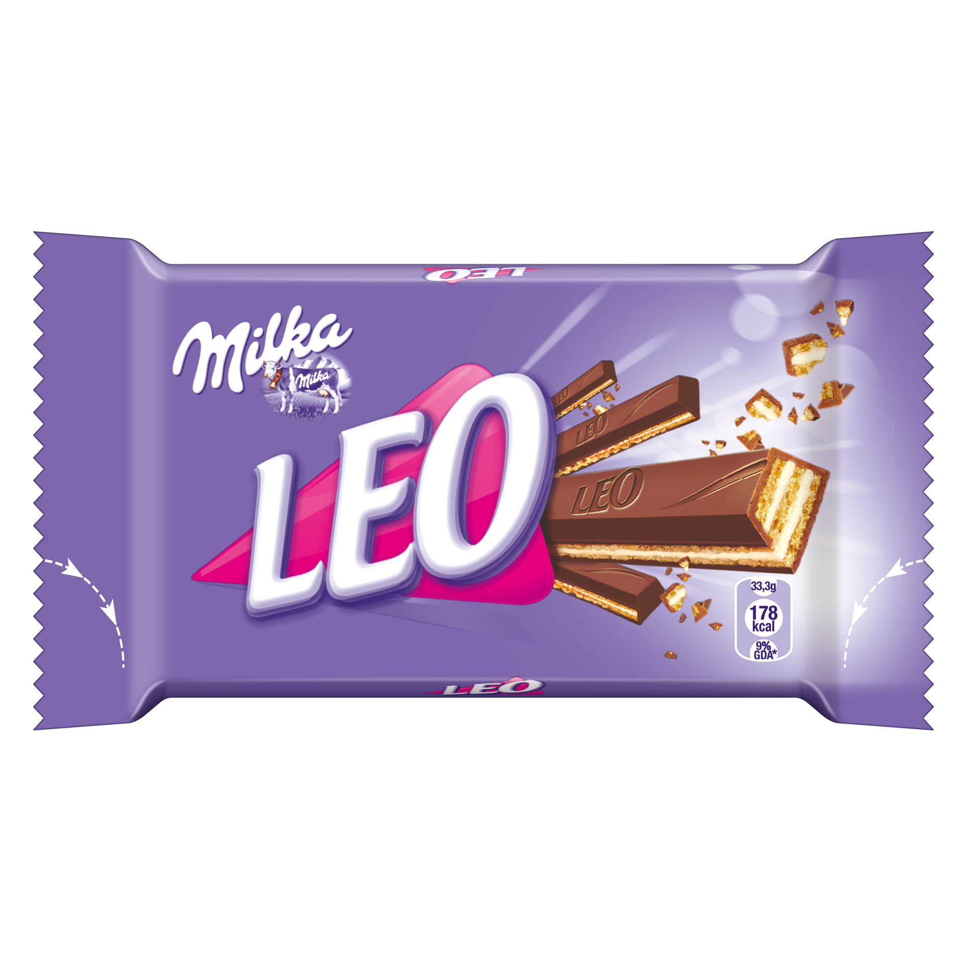 Milka LEO traškus vaflis, 33,3 g.