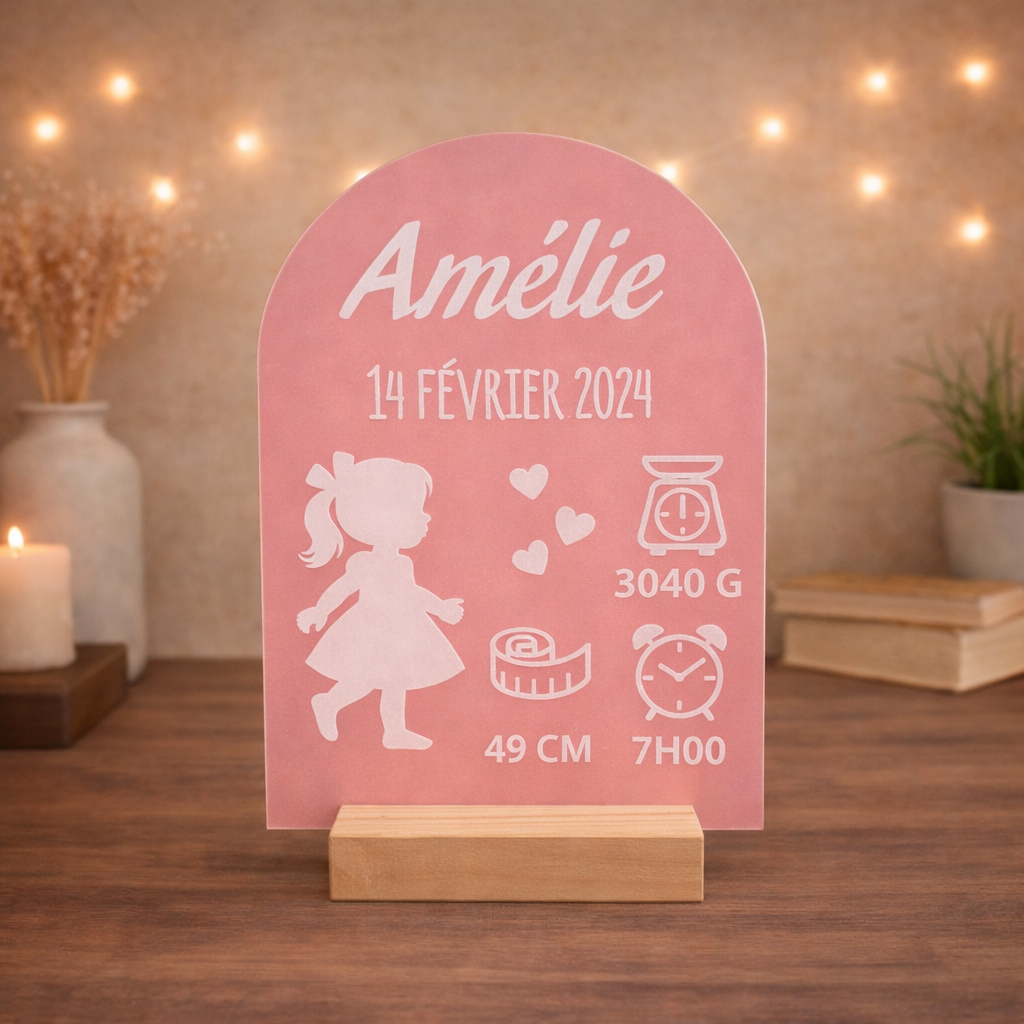 Plaque de naissance personnalisée