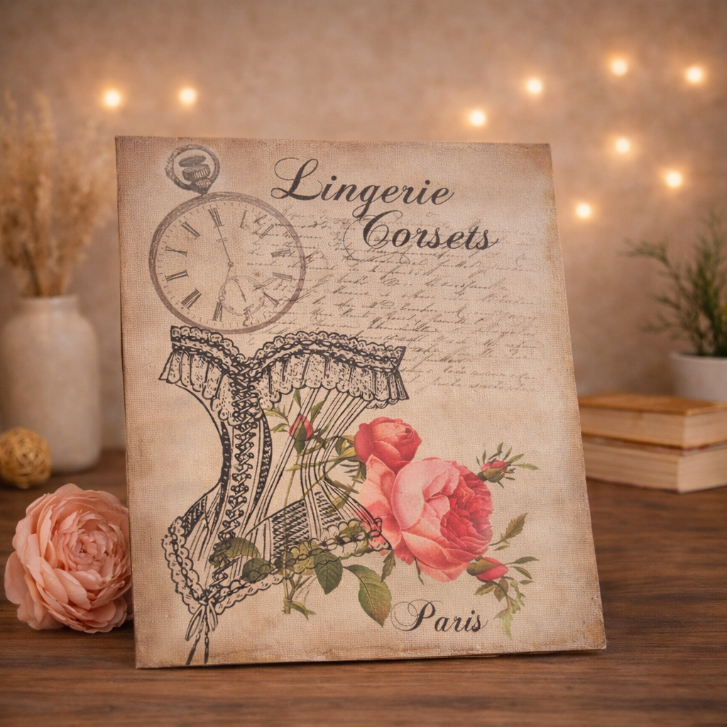  Tableau décoratif vintage croset féminin