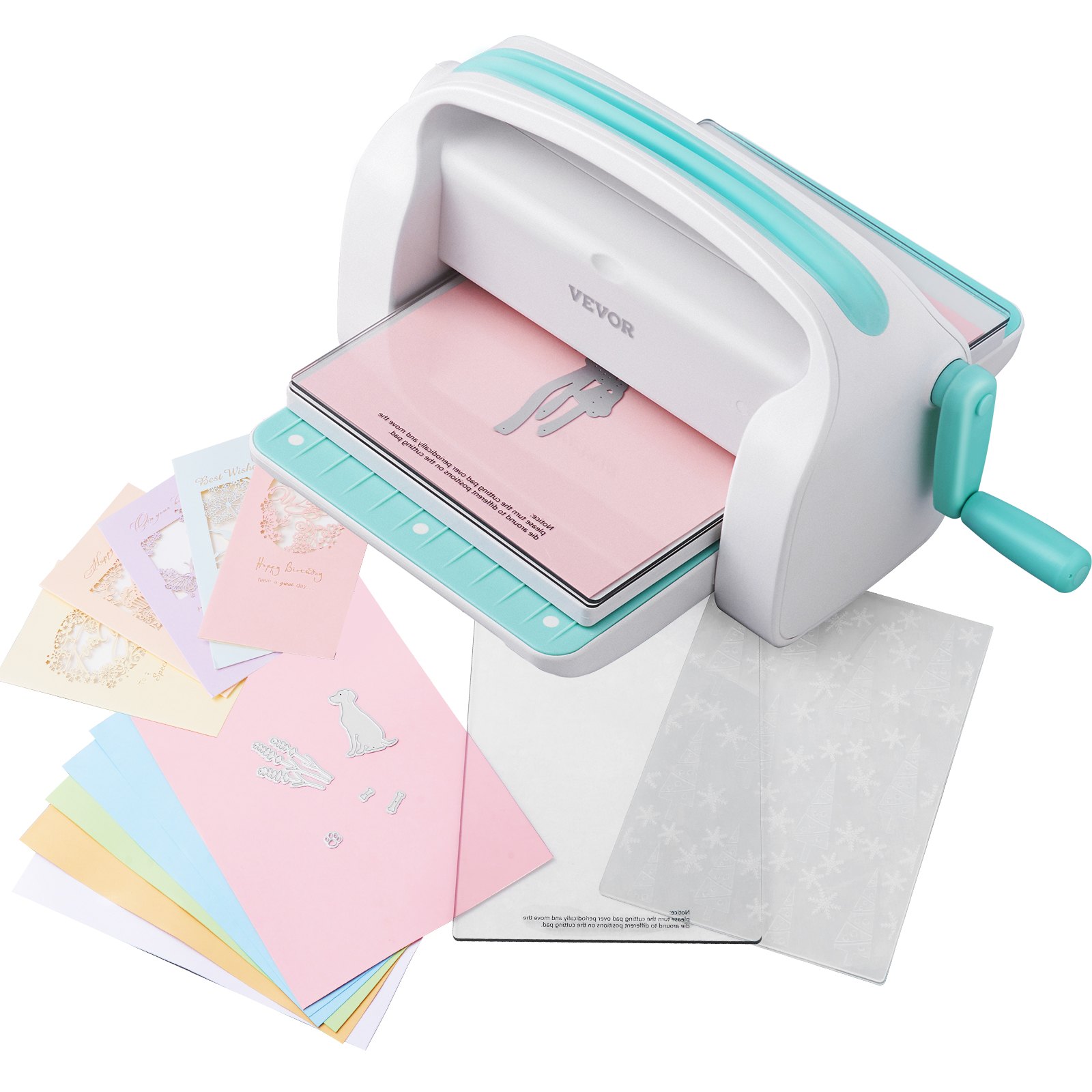 VEVOR Máquina Troqueladora Apertura de Ancho de 226 mm Máquina de Troquelado y Estampado Manual con 8 Troqueles, 10 Cartulinas y 1 Carpeta A6 Juego Completo para Decoración Álbum Tarjetas Manualidades