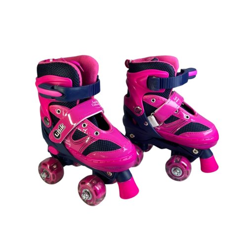 Patins Infantil 4 Rodas com LED 35-38 - Rosa