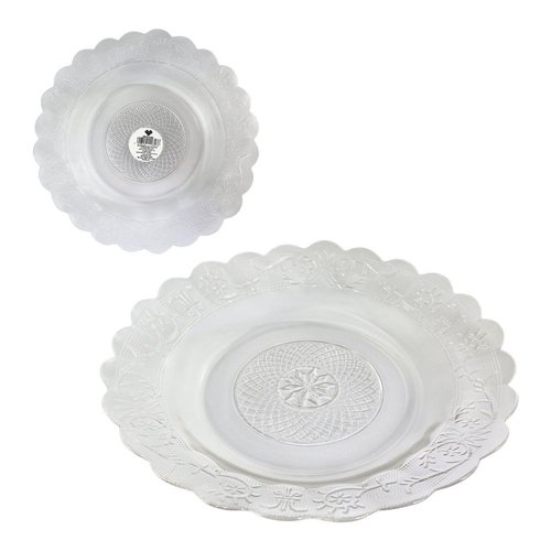 Kit 5 Pratos de Vidro Egípcio Estrela Transparente Raso