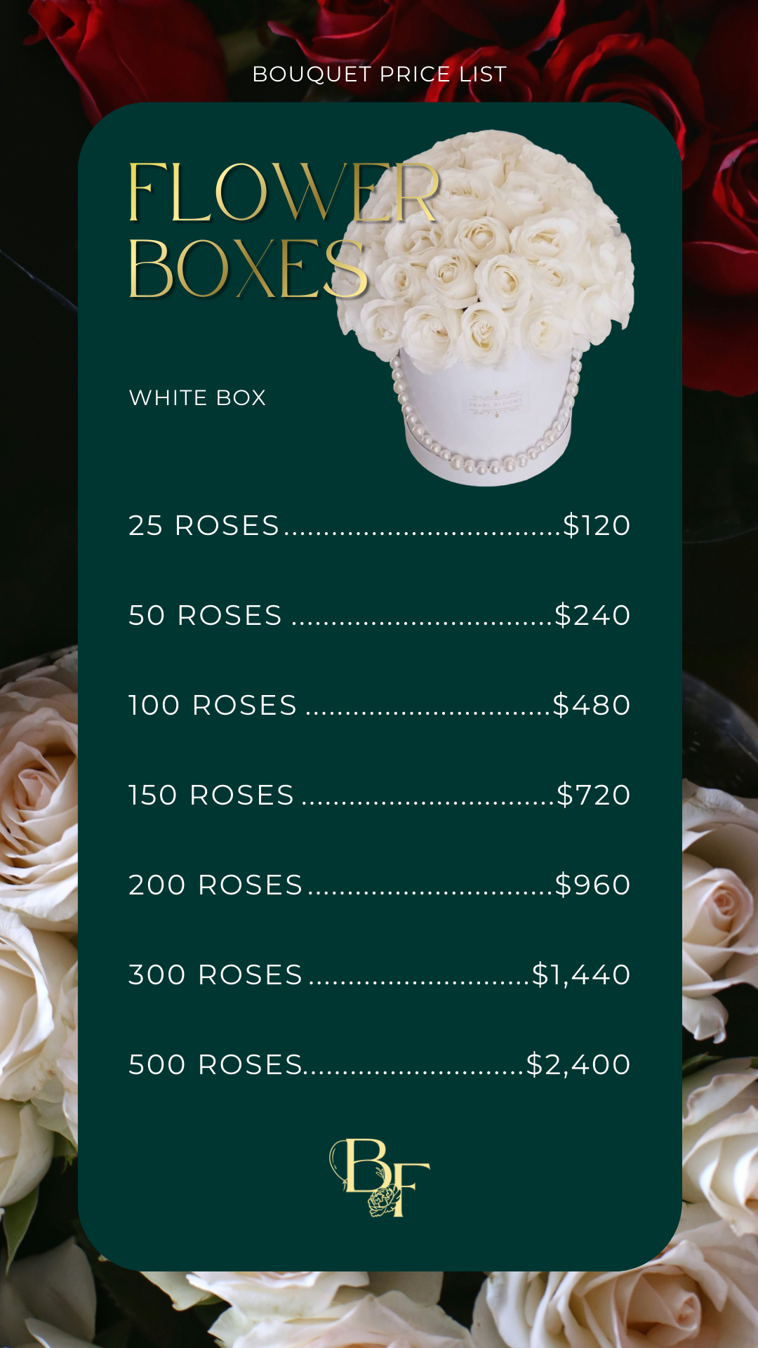 White Roses Flower Box