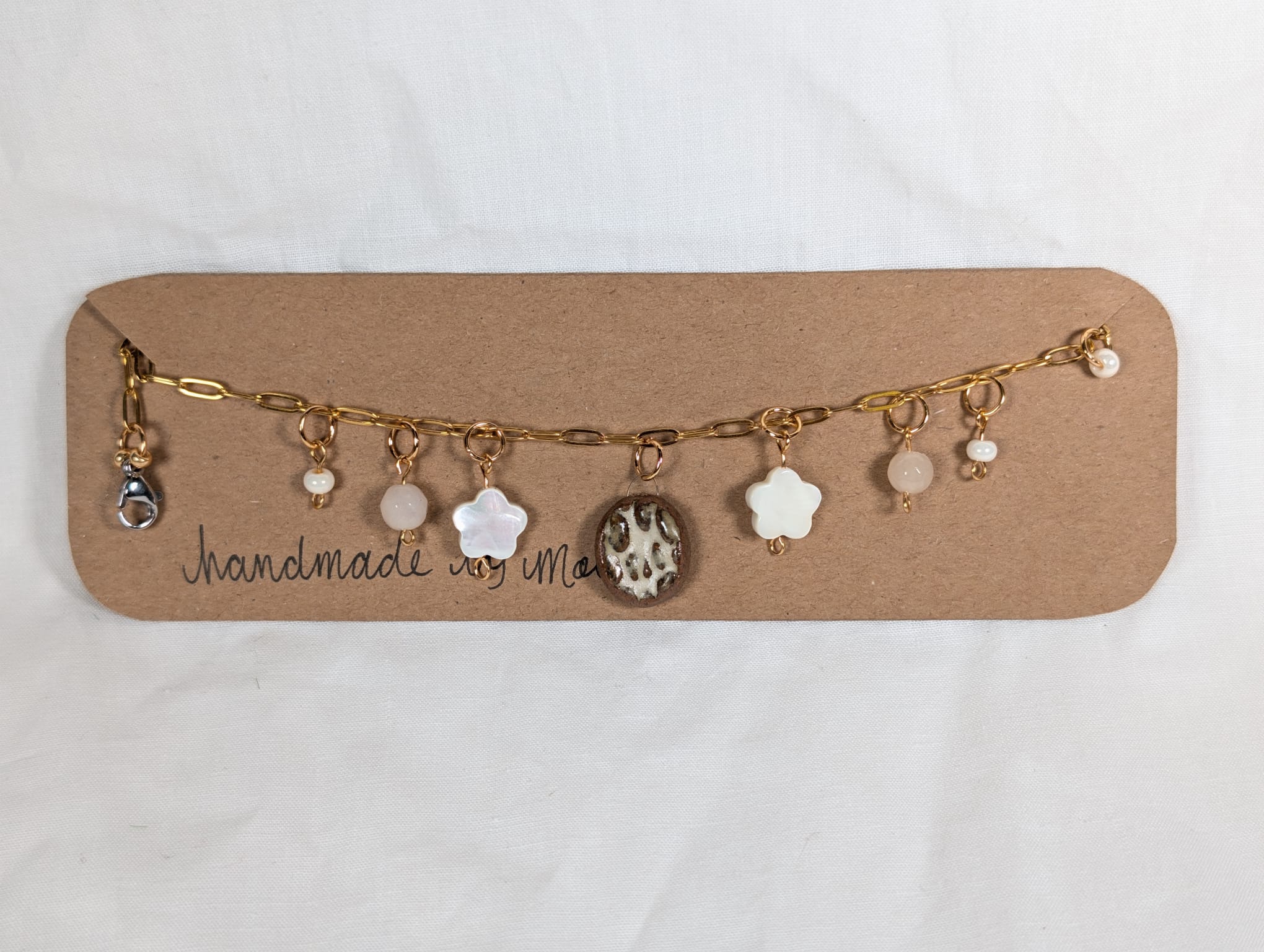 White Textured Ceramic Charm Necklace