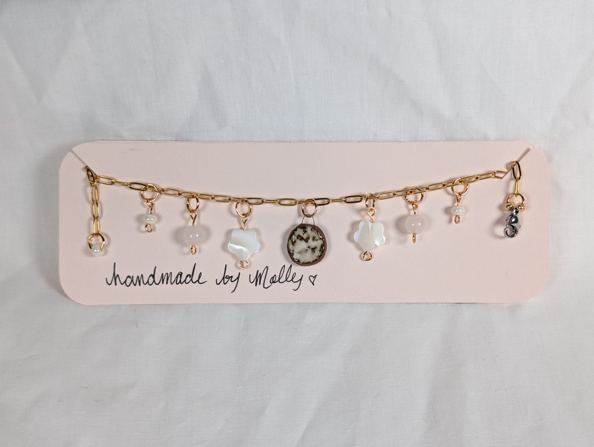 White Textured Ceramic Charm Necklace