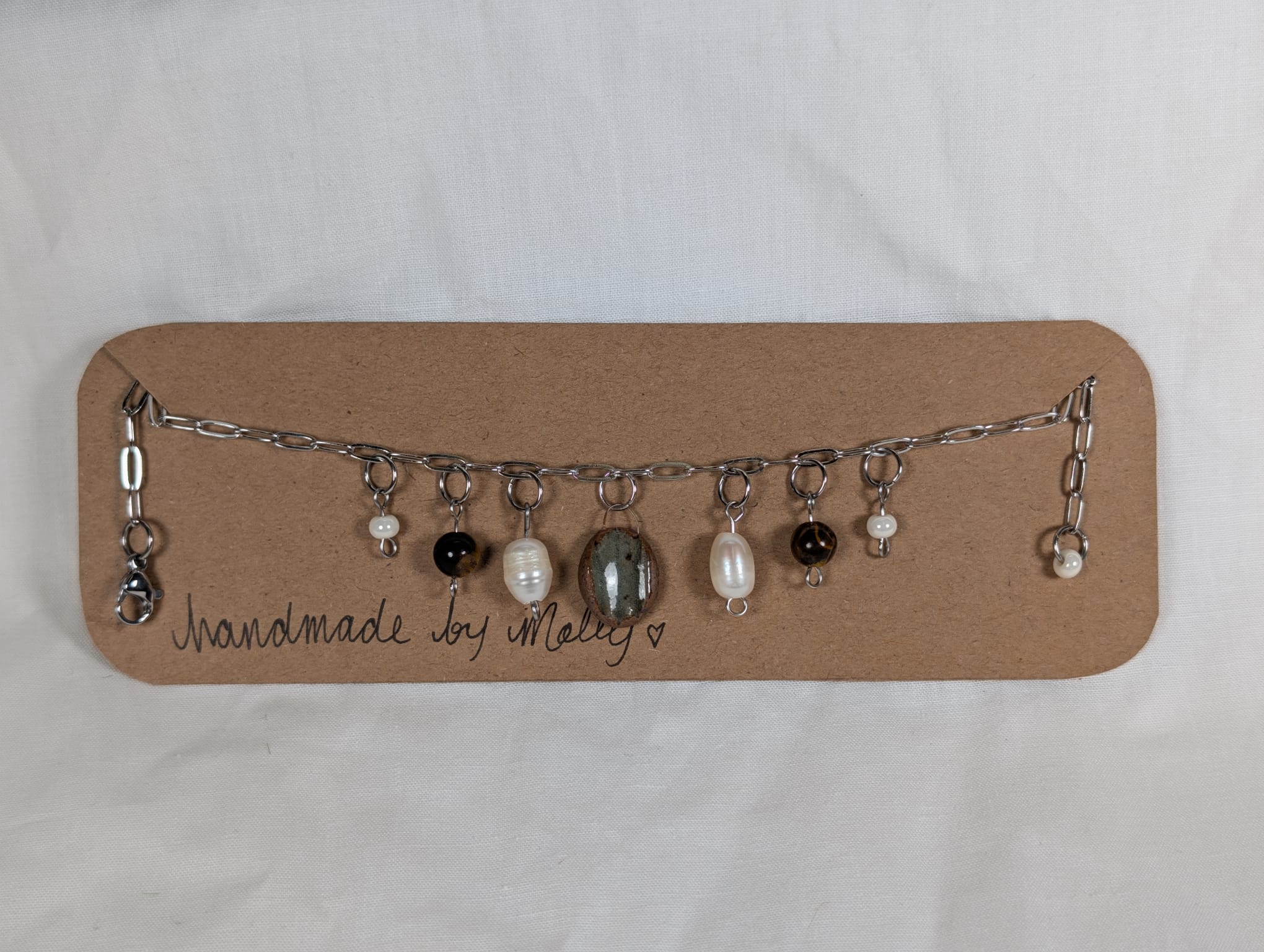 Green Textured Ceramic Charm Necklace