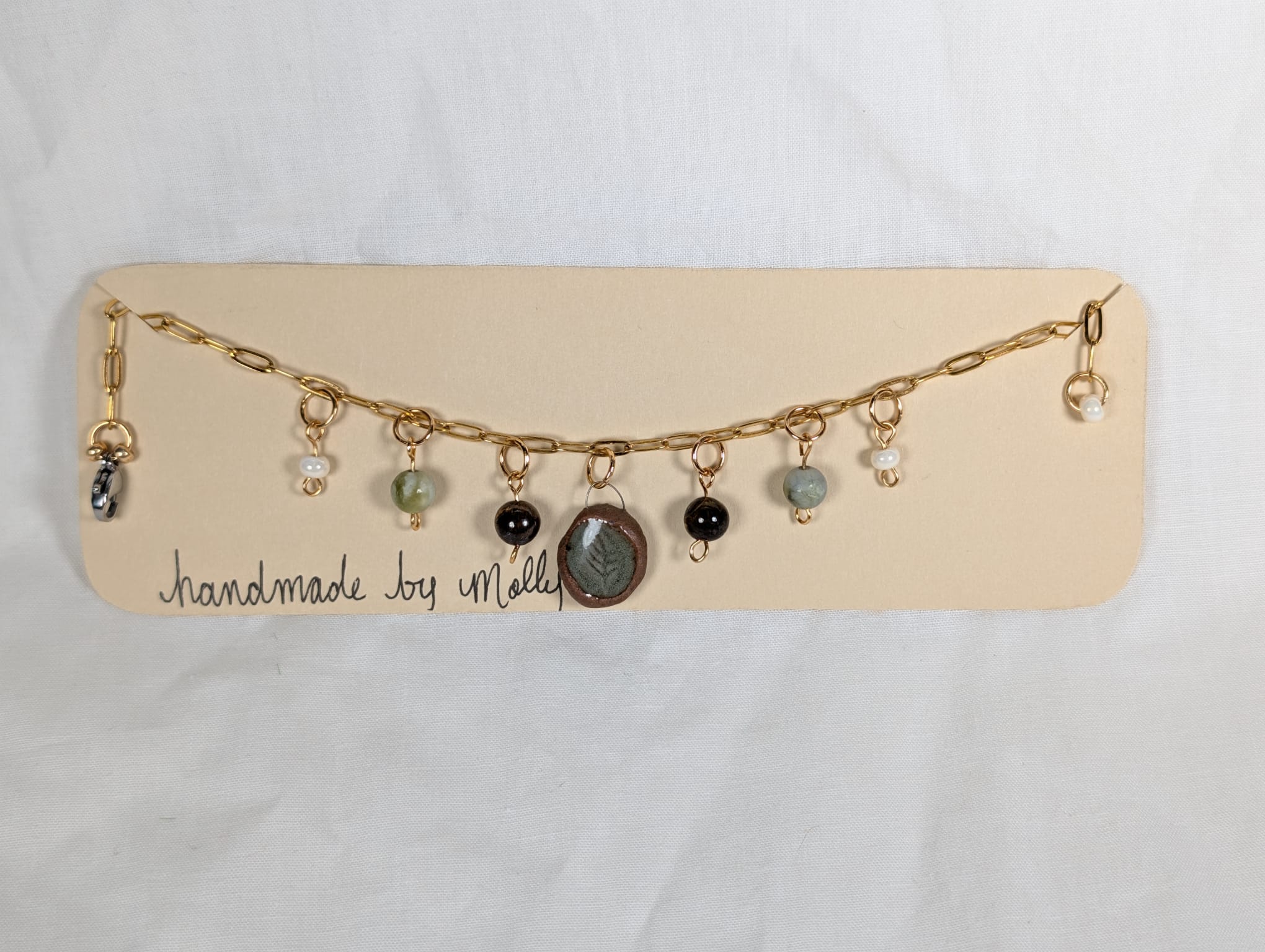 Ceramic Leaf Charm Necklace