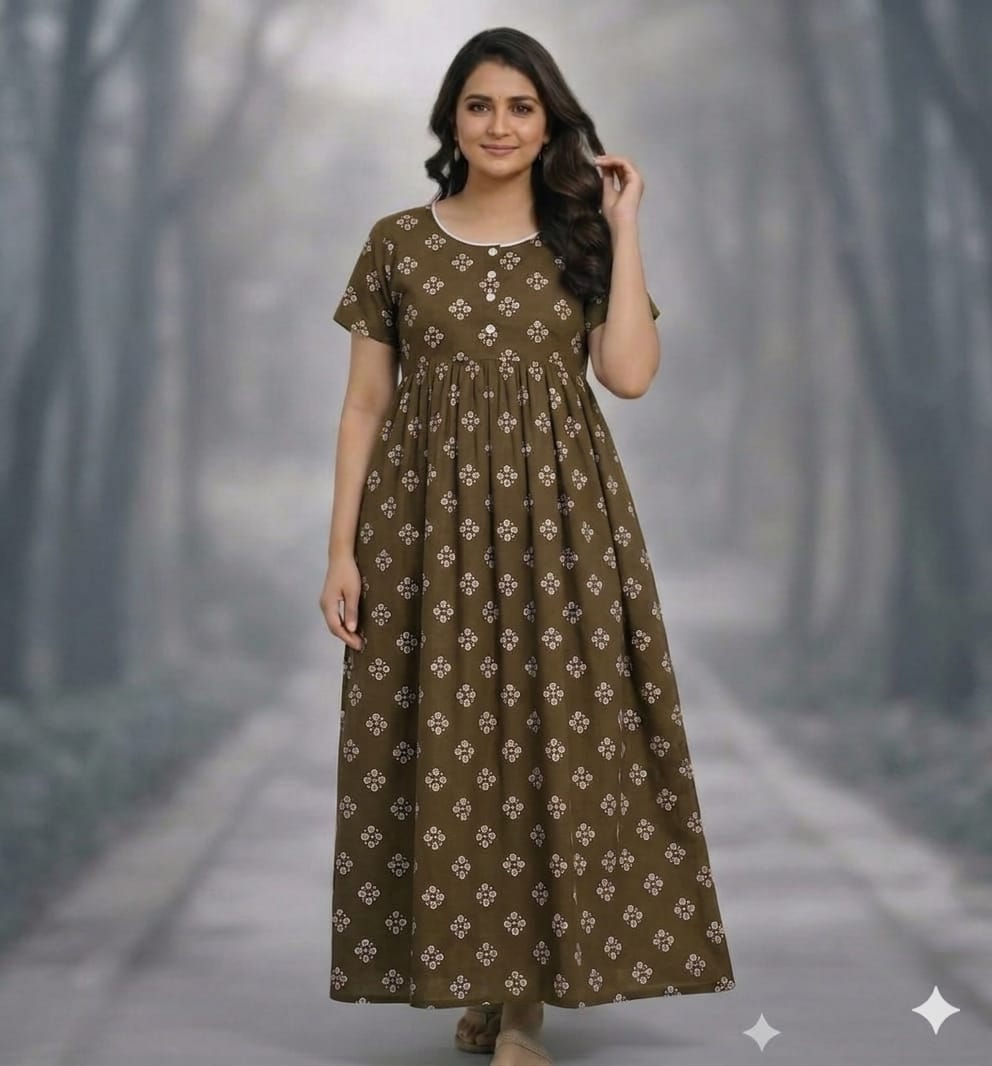 New Trending  Maxi Center Button Nighties ALL COLOUR