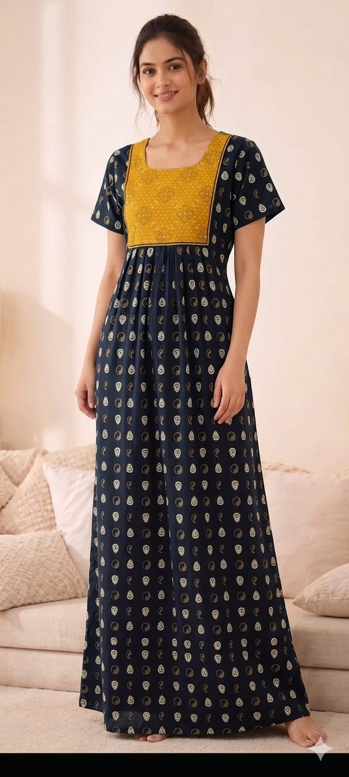 New Trending  Maxi Box Center Button Nighties ALL COLOUR