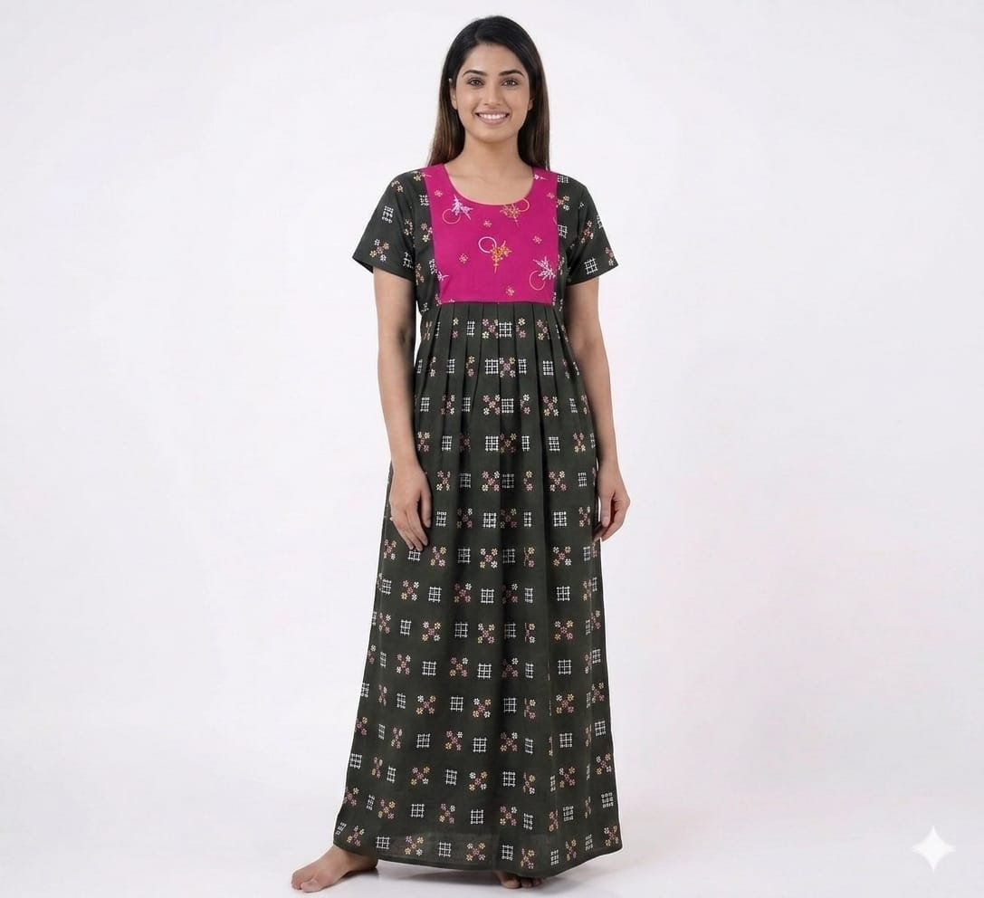 New Trending  Maxi Box Center Button Nighties ALL COLOUR