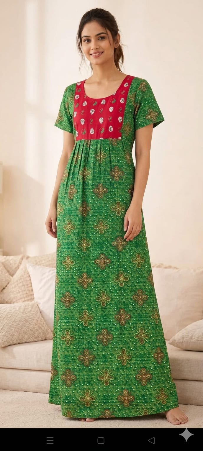 New Trending  Maxi Box Center Button Nighties ALL COLOUR