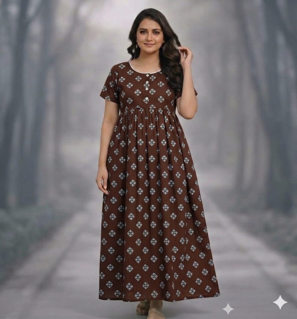 New Trending  Maxi Center Button Nighties ALL COLOUR