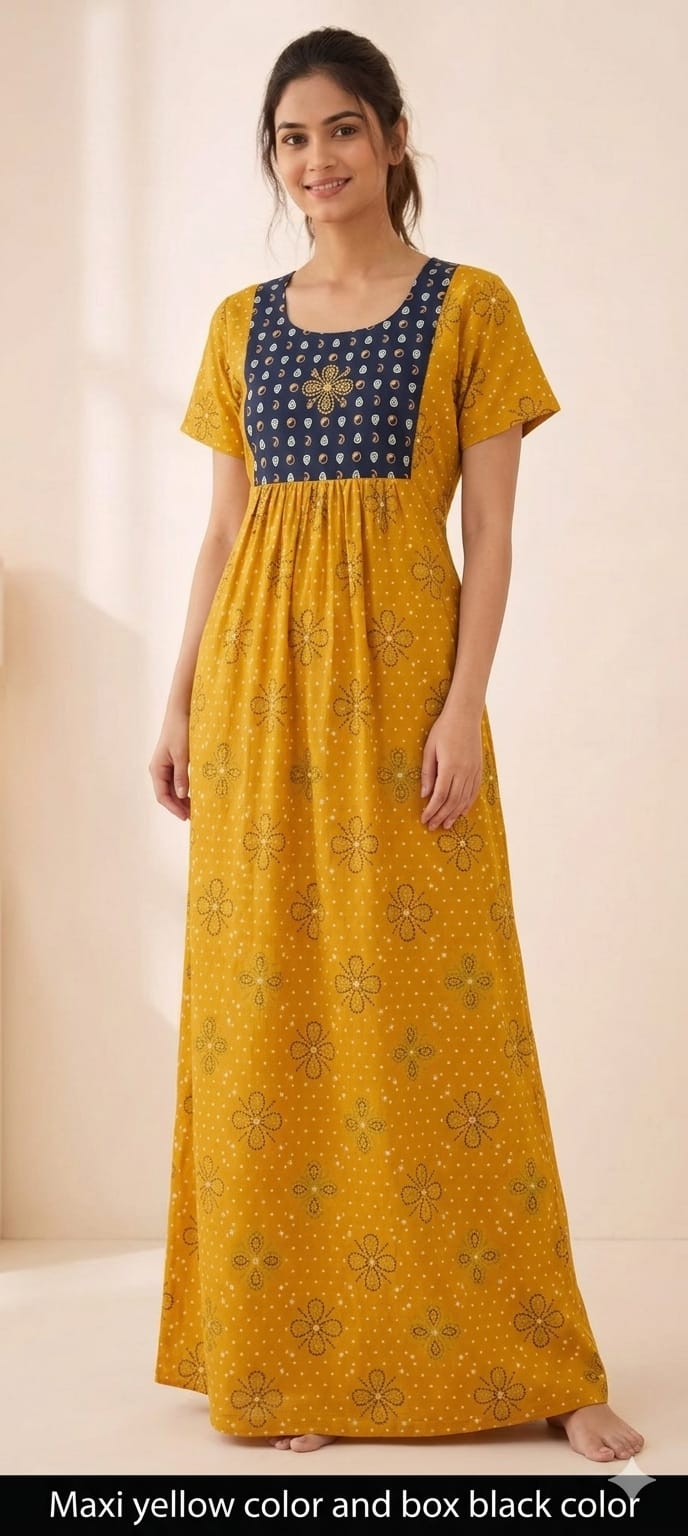 New Trending  Maxi Box Center Button Nighties ALL COLOUR