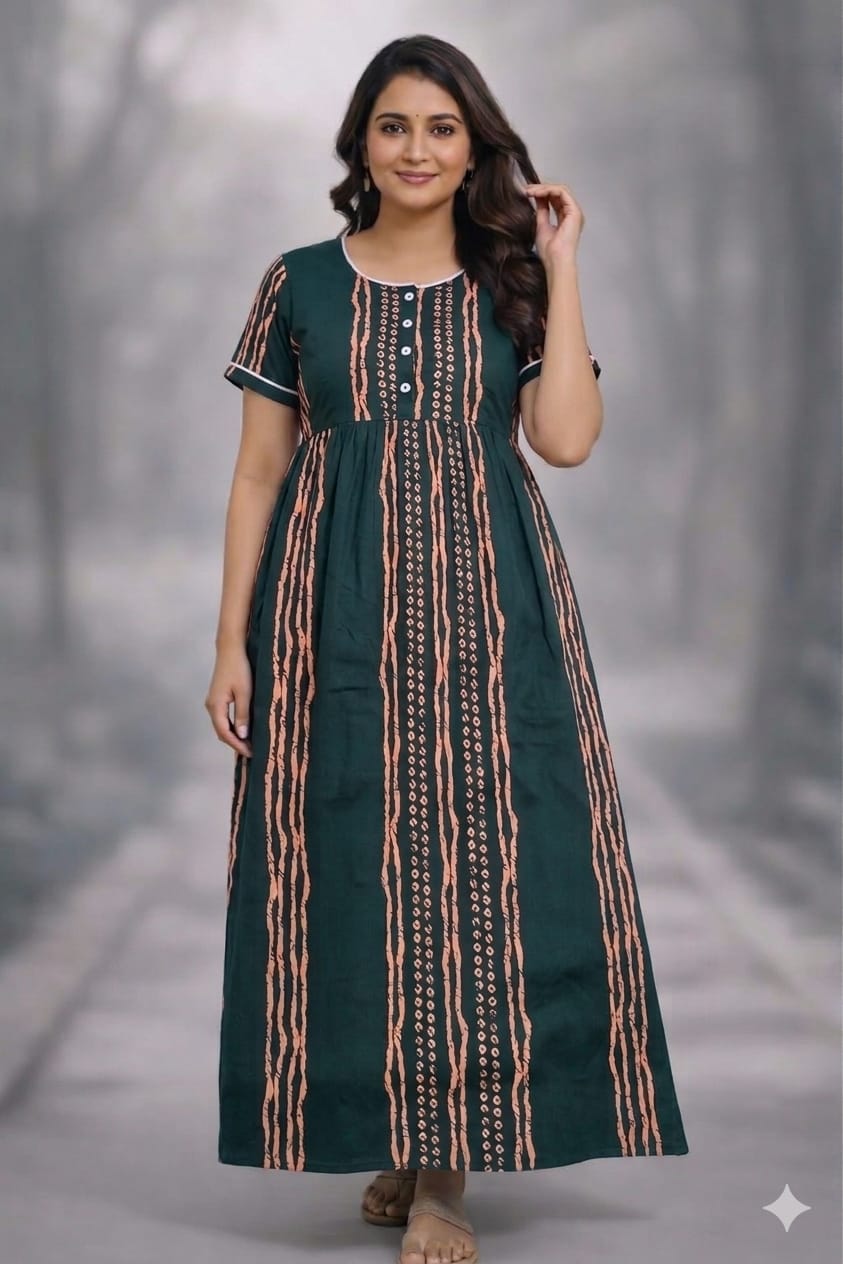 New Trending  Maxi Center Button Nighties ALL COLOUR