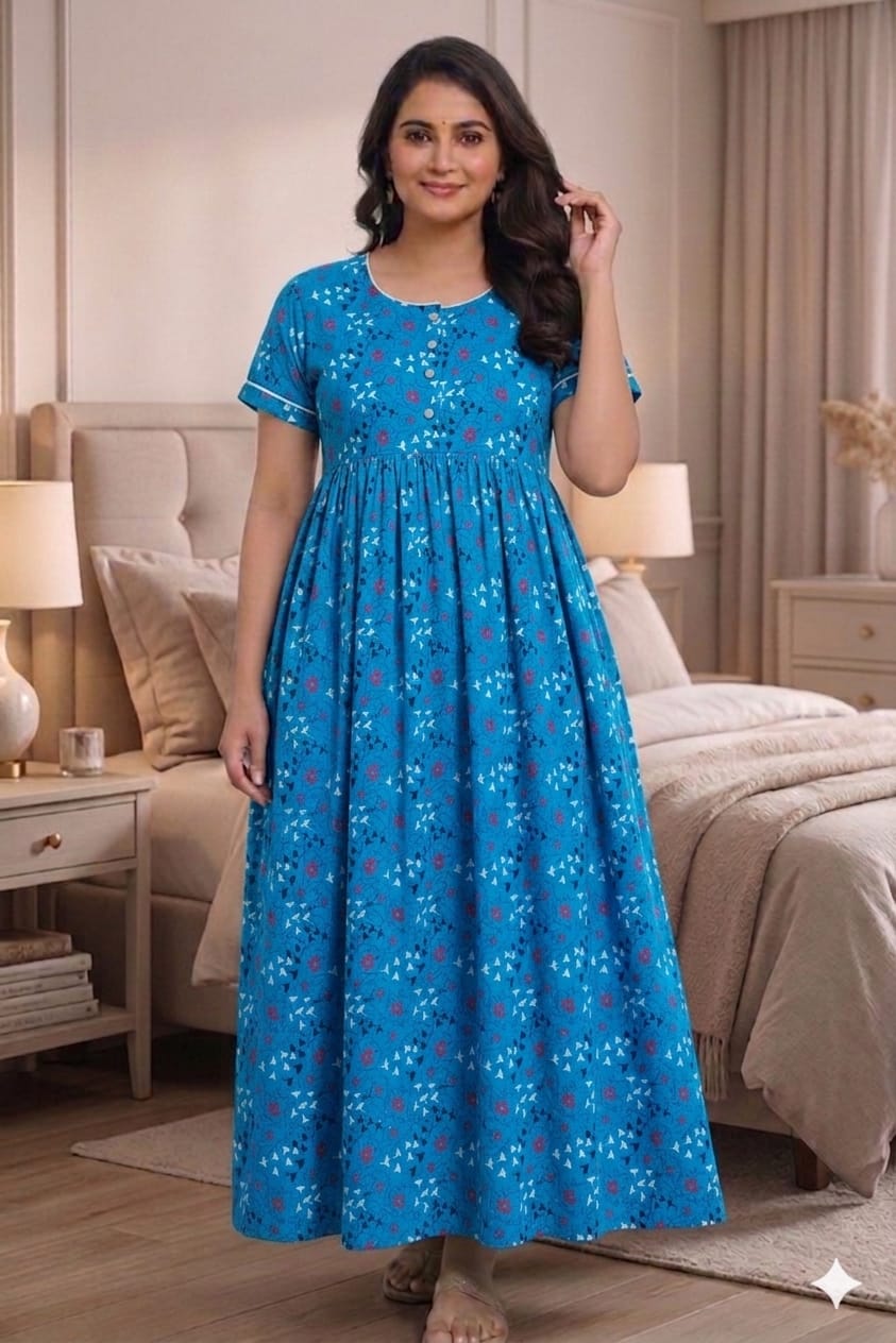 New Trending  Maxi Center Button Nighties ALL COLOUR