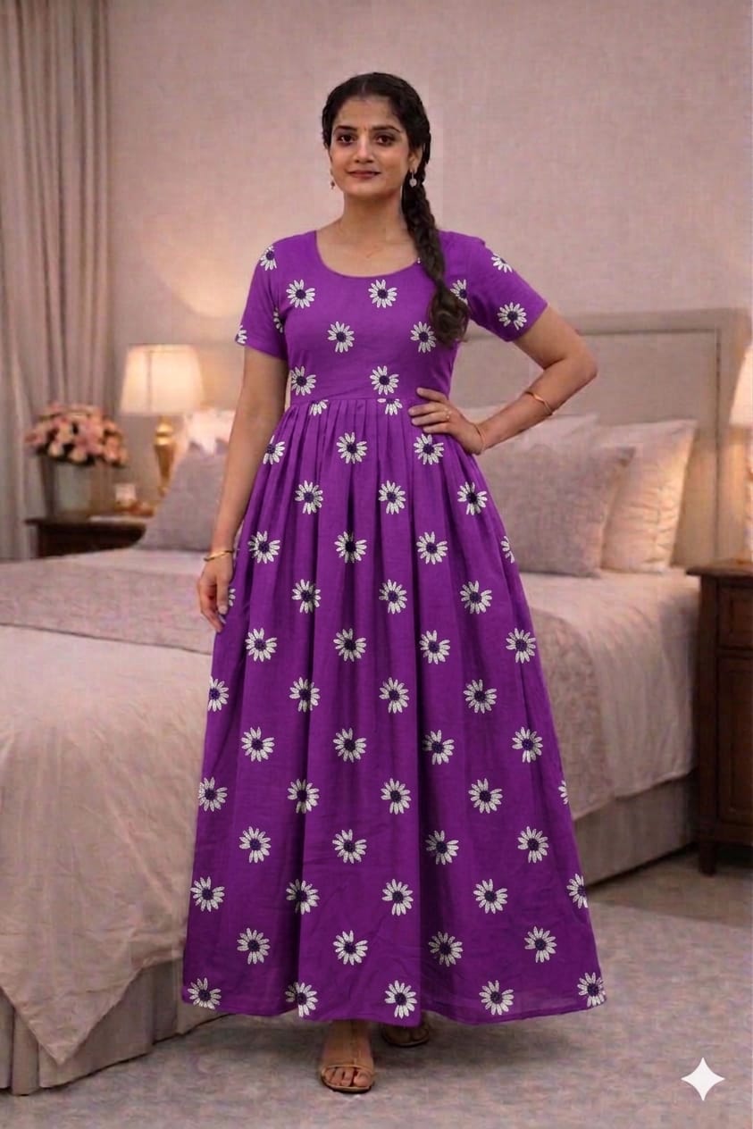 New Trending  Maxi Center Button Nighties ALL COLOUR