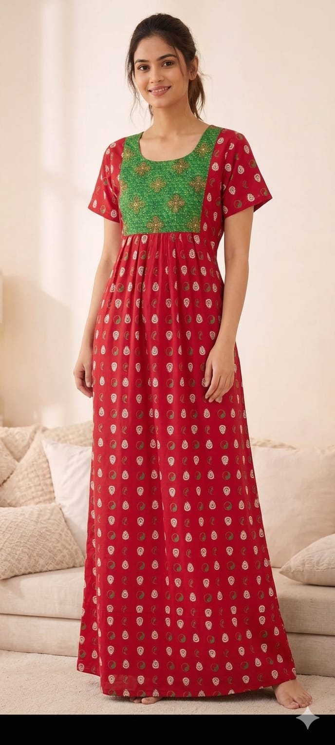 New Trending  Maxi Box Center Button Nighties ALL COLOUR