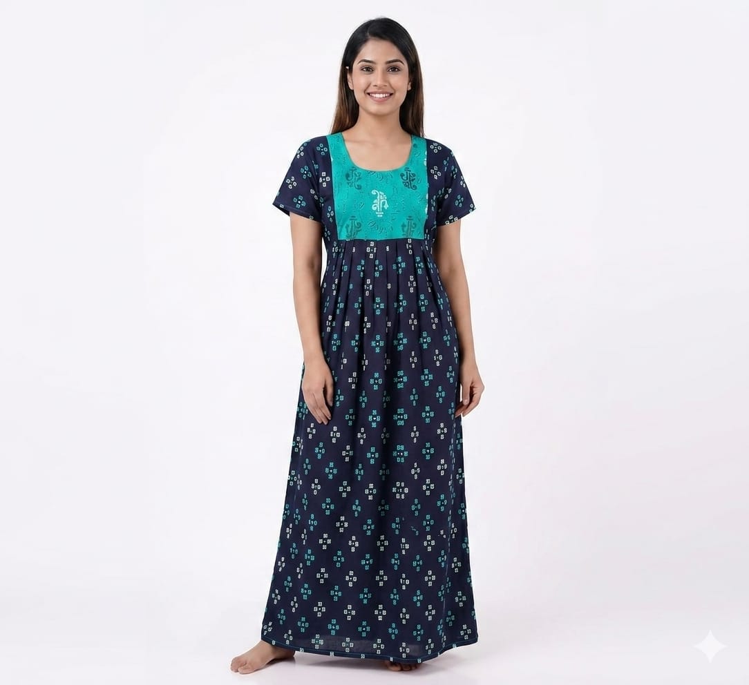 New Trending  Maxi Box Center Button Nighties ALL COLOUR