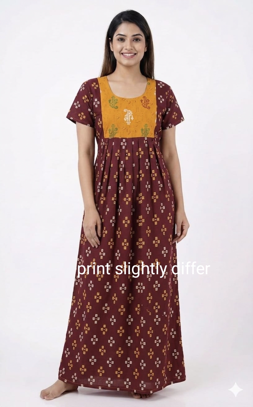 New Trending  Maxi Box Center Button Nighties ALL COLOUR