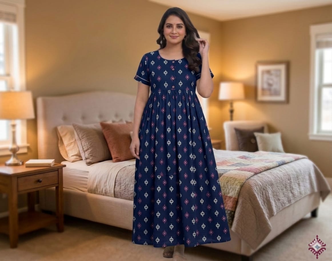 New Trending  Maxi Center Button Nighties ALL COLOUR
