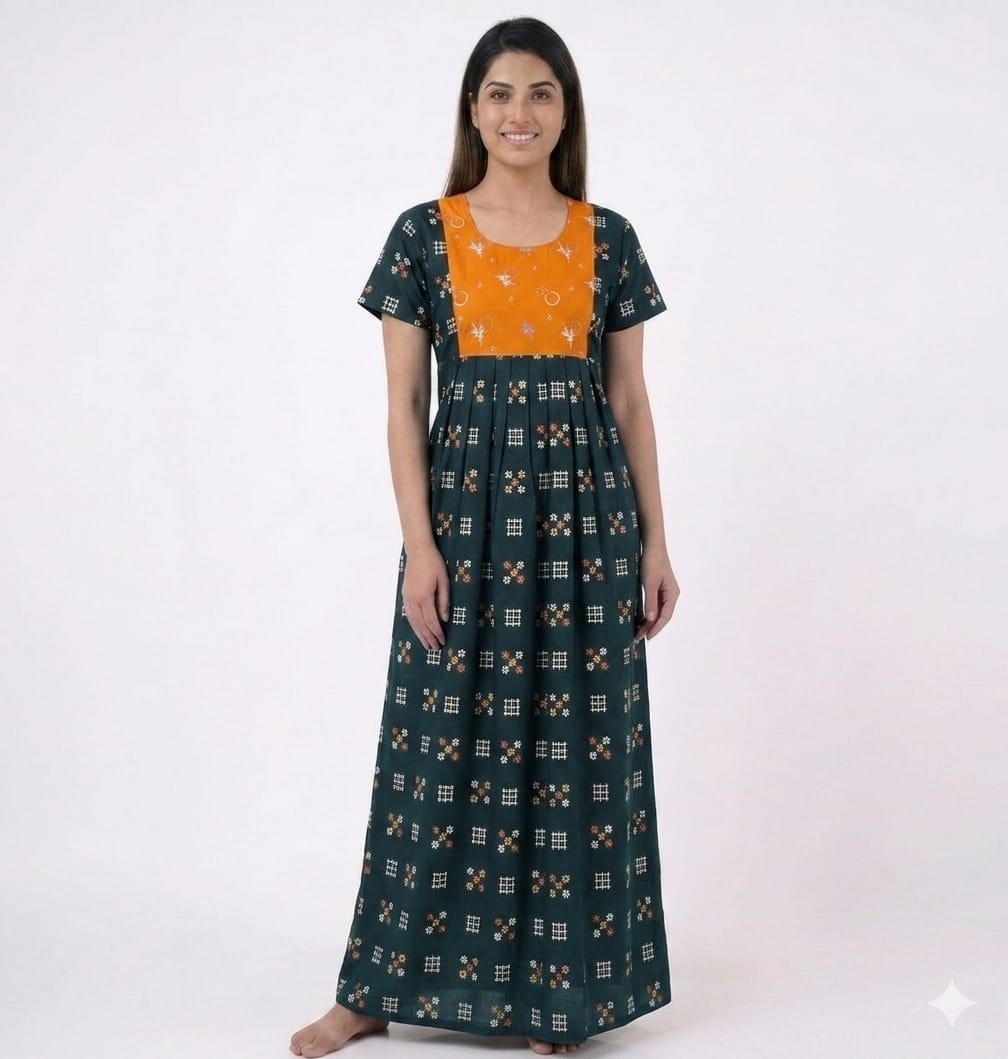 New Trending  Maxi Box Center Button Nighties ALL COLOUR