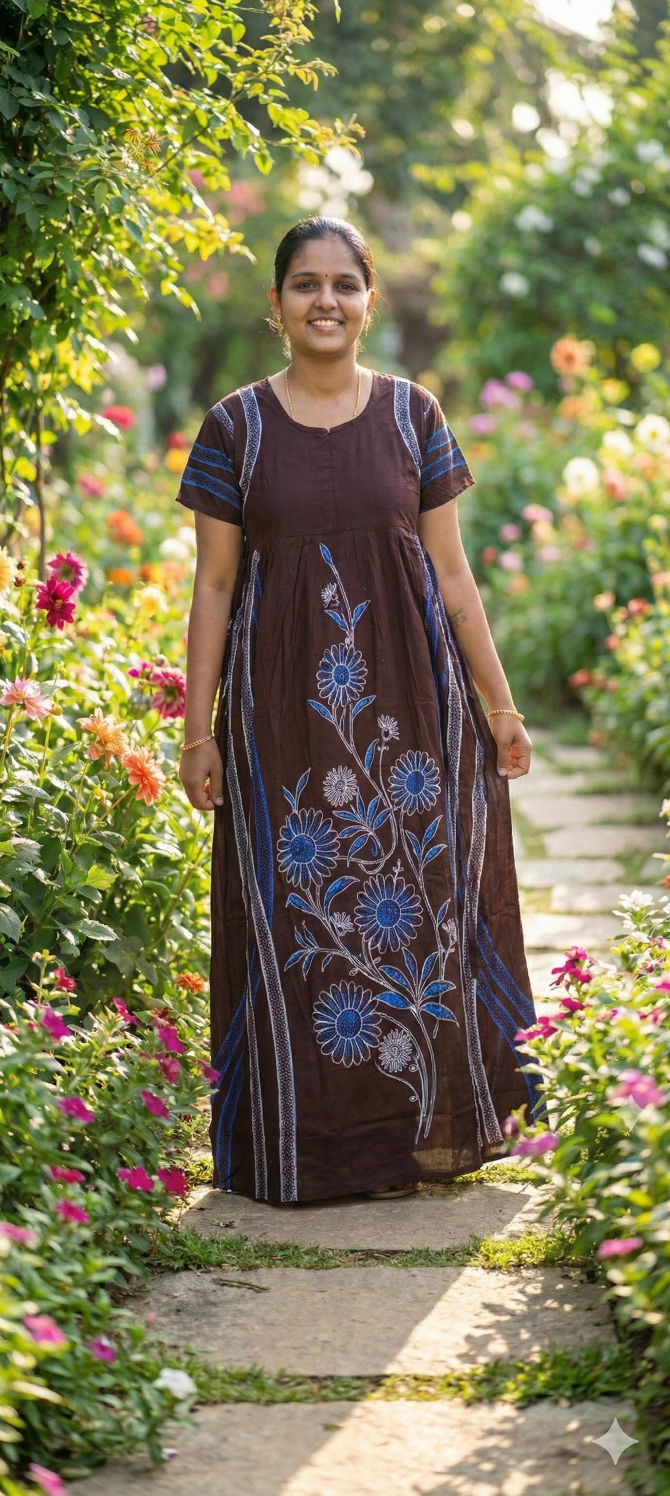 Brown Floral Maxi Nighties