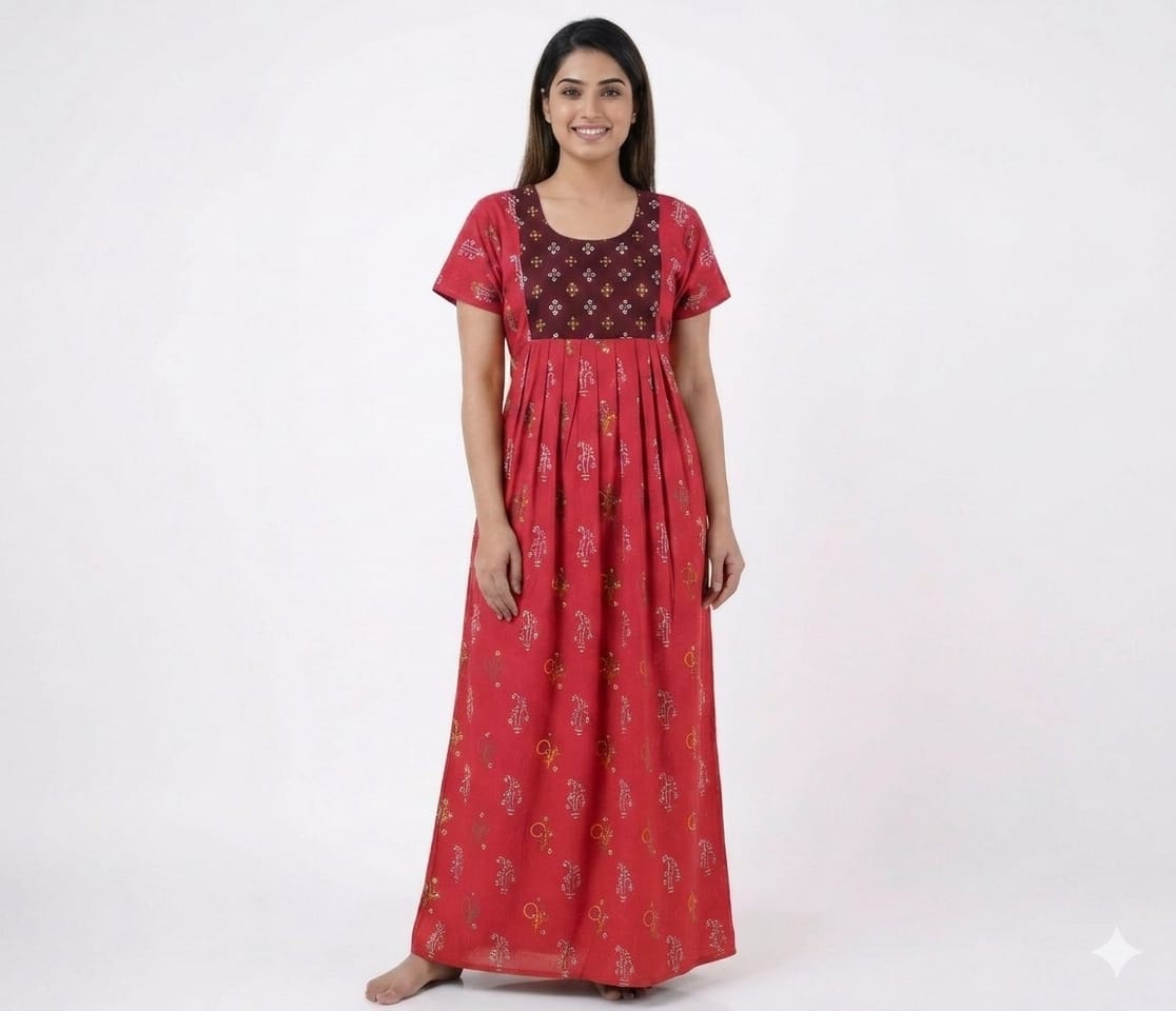 New Trending  Maxi Box Center Button Nighties ALL COLOUR