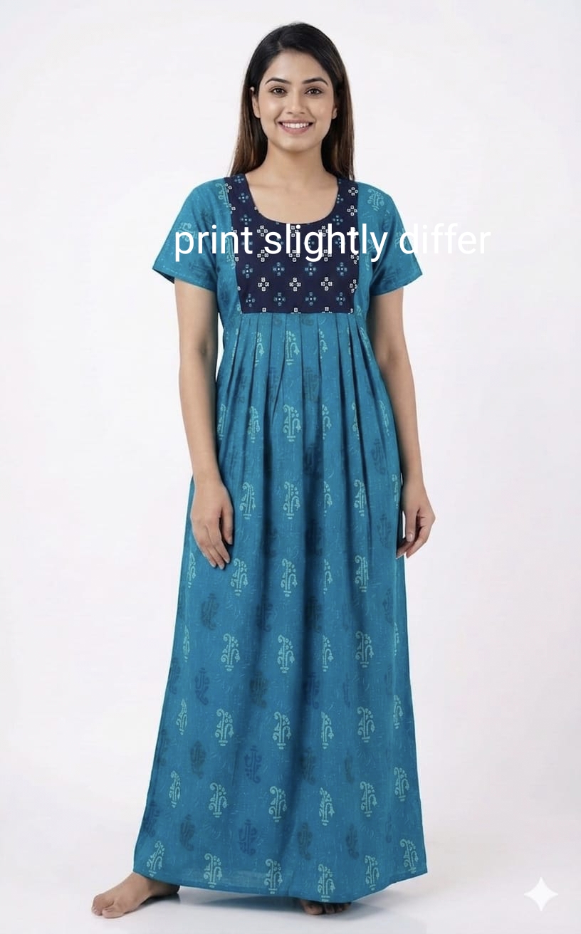 New Trending  Maxi Box Center Button Nighties ALL COLOUR