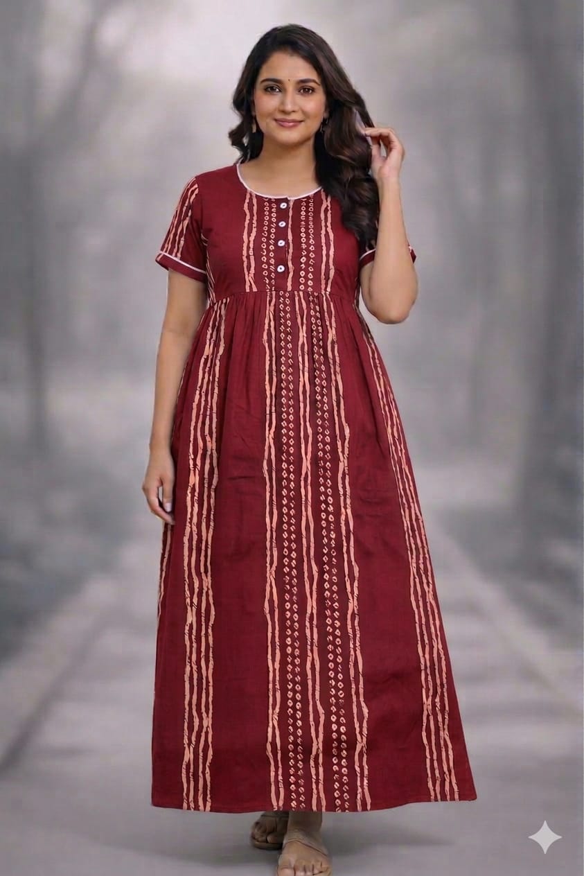 New Trending  Maxi Center Button Nighties ALL COLOUR