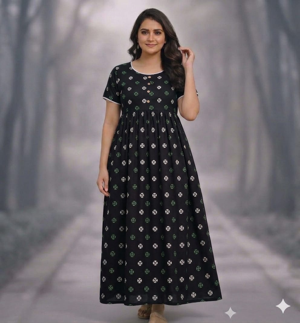 New Trending  Maxi Center Button Nighties ALL COLOUR