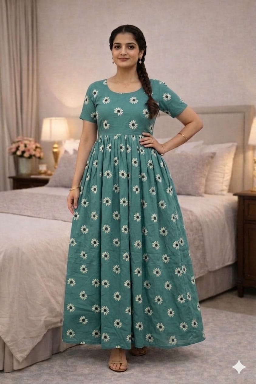 New Trending  Maxi Center Button Nighties ALL COLOUR