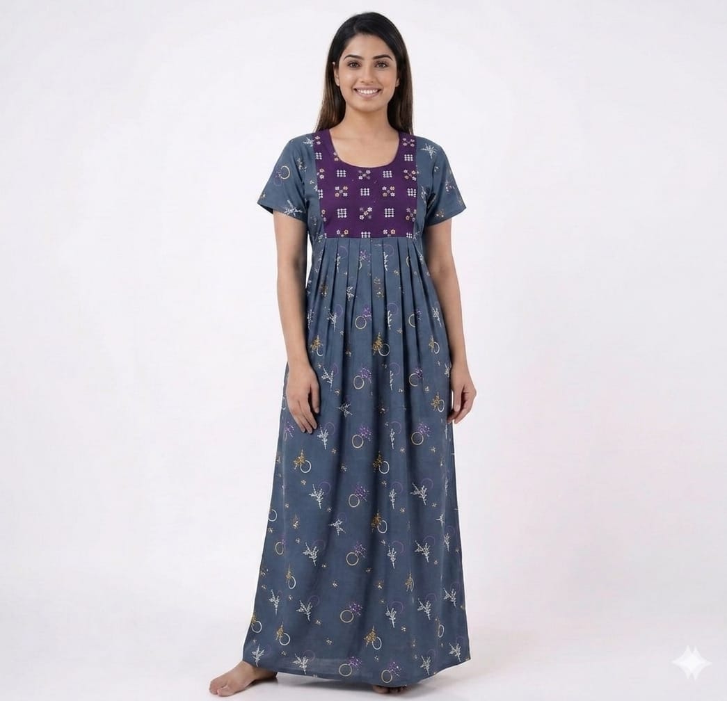 New Trending  Maxi Box Center Button Nighties ALL COLOUR