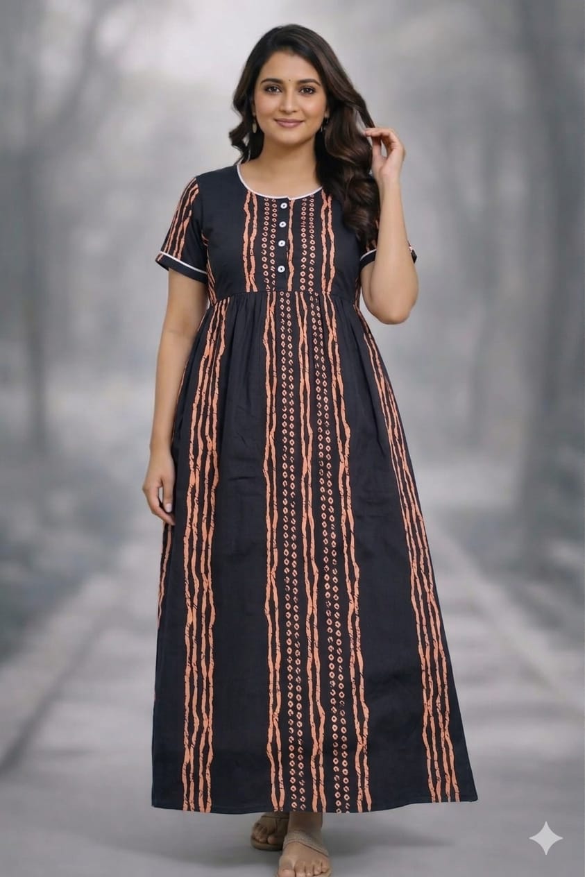 New Trending  Maxi Center Button Nighties ALL COLOUR