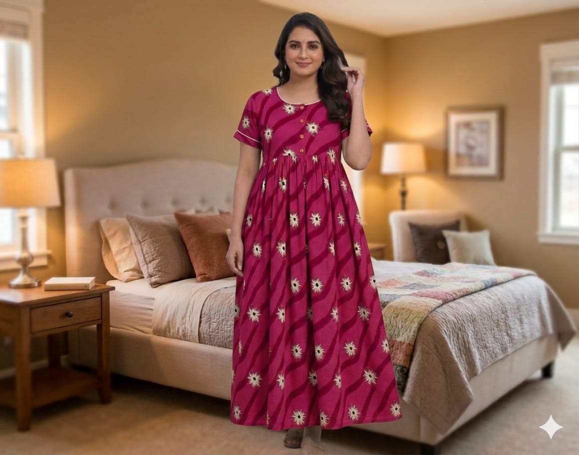 New Trending  Maxi Center Button Nighties ALL COLOUR