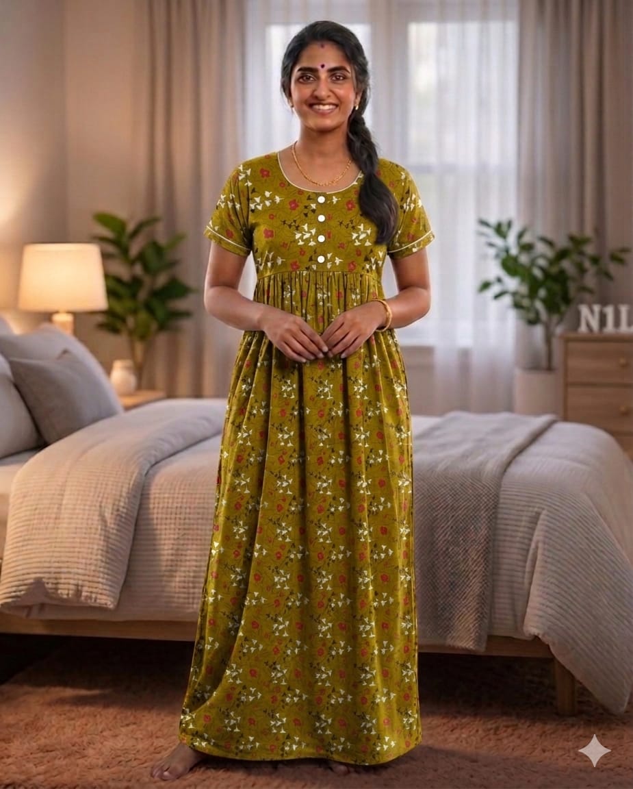 New Trending  Maxi Center Button Nighties ALL COLOUR