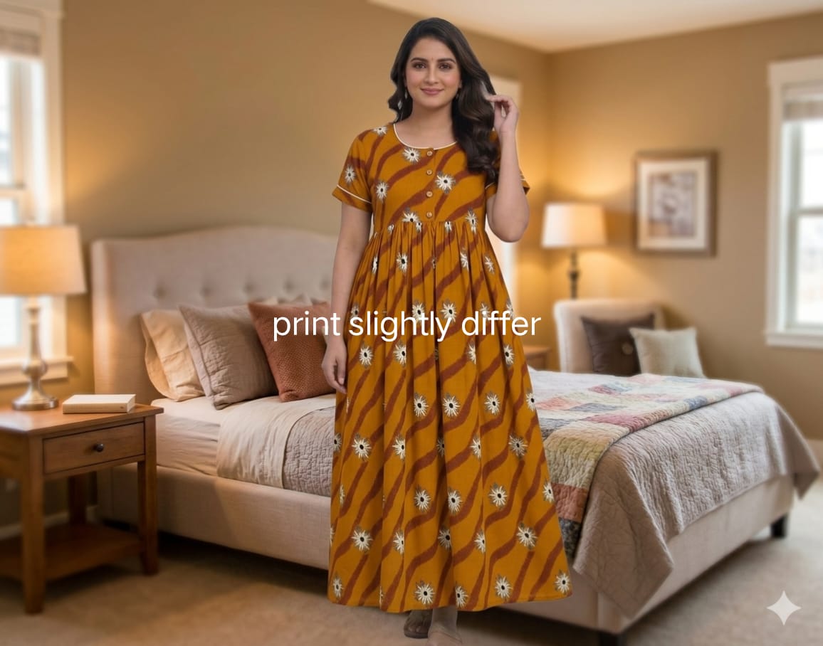 New Trending  Maxi Center Button Nighties ALL COLOUR