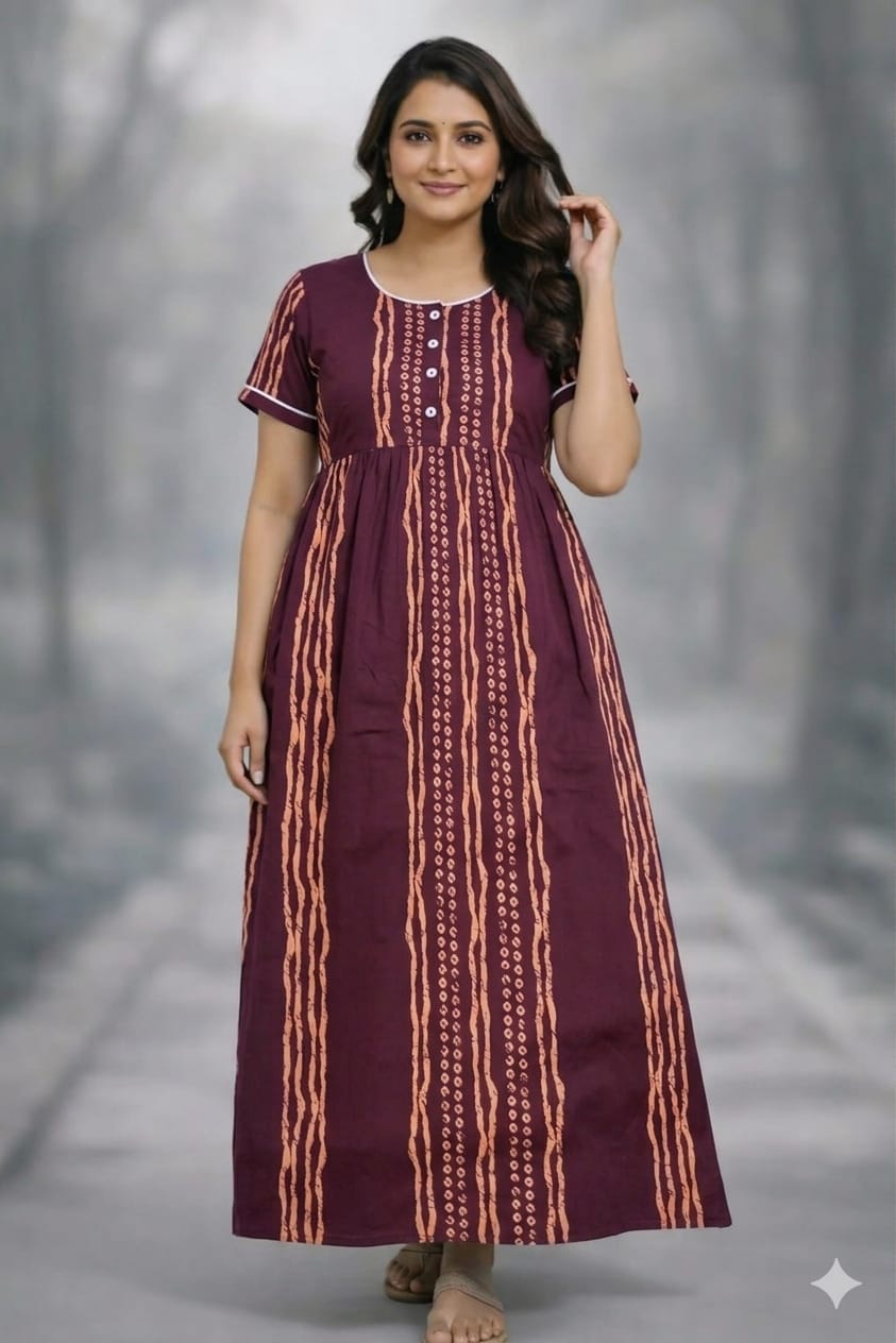 New Trending  Maxi Center Button Nighties ALL COLOUR