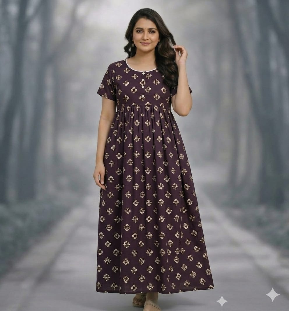 New Trending  Maxi Center Button Nighties ALL COLOUR