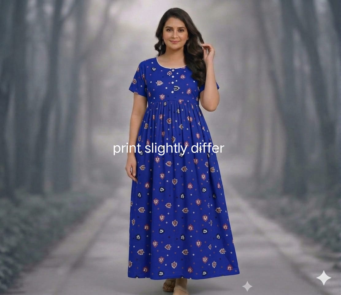 New Trending  Maxi Center Button Nighties ALL COLOUR