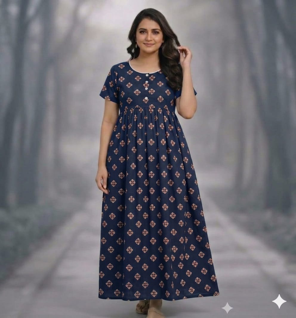 New Trending  Maxi Center Button Nighties ALL COLOUR