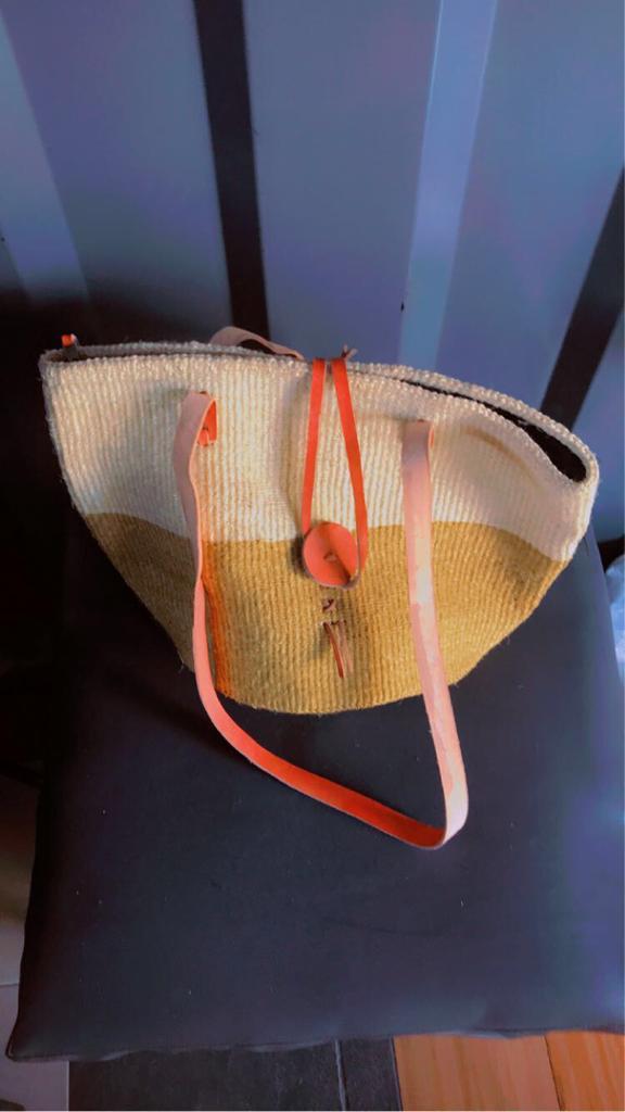 Two-tone Woven Handbag
