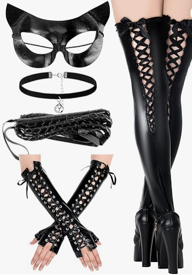 Black Faux Leather Costume Set
